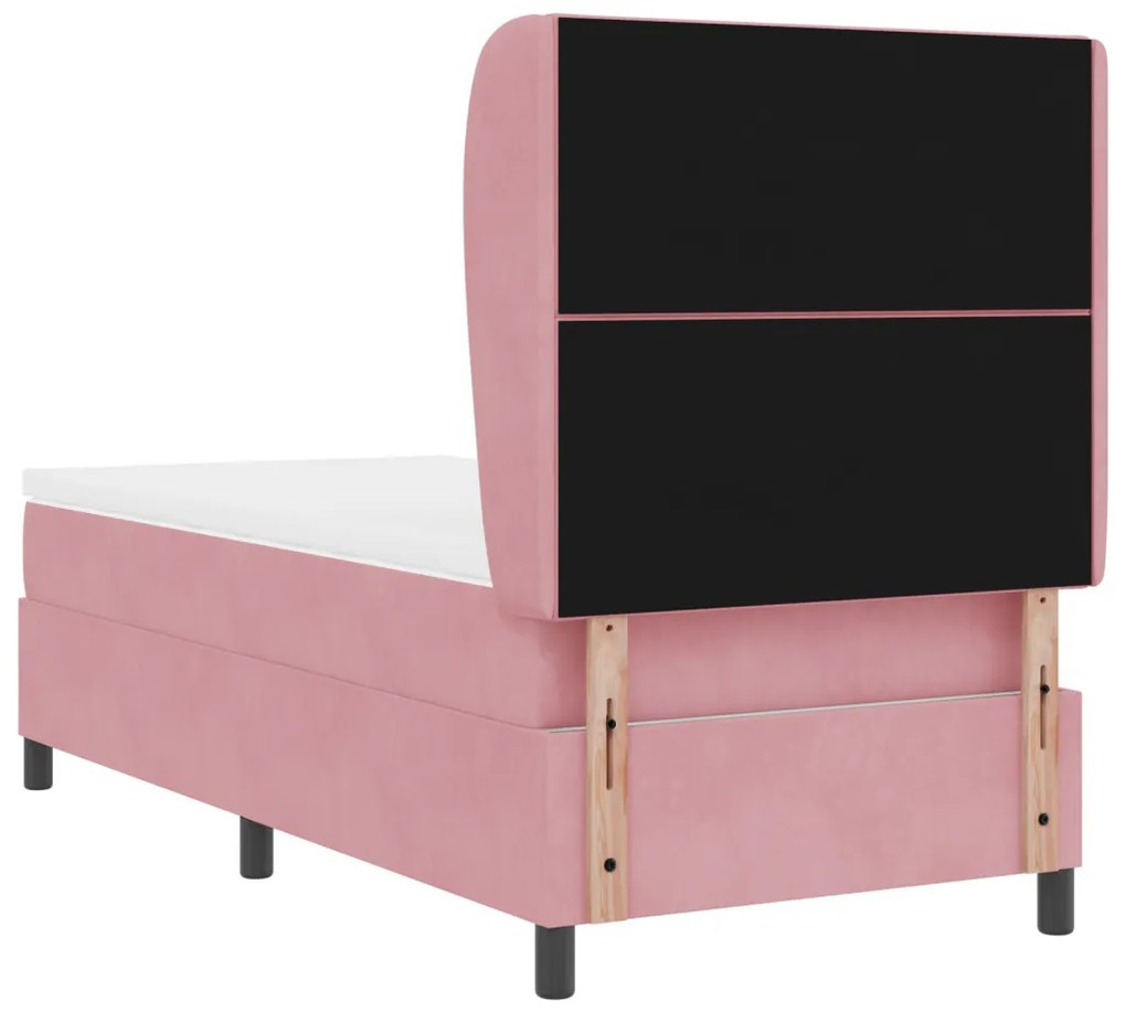 Boxspring Ágy Matrac Nappaliban Rózsaszín, 90x190 cm, Bársonyos
