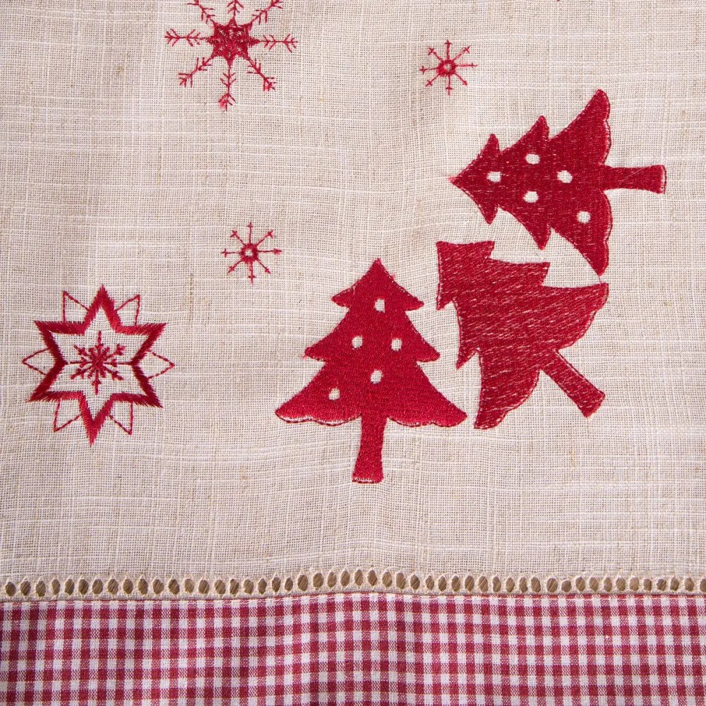 Asztalterítő karácsonyi, bordó/drapp 85x85