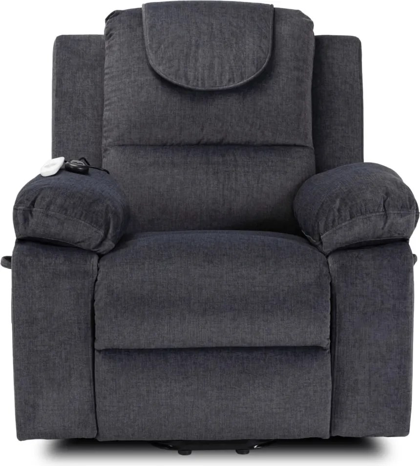 Fotel Masujący Elektrycznie Rozkładany FENIX z Funkcją Wstawania Ciemny Popiel