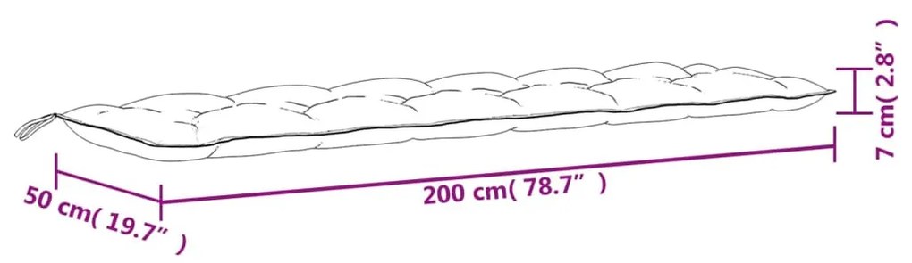2 db tópszínű oxford szövet kerti padpárna 200 x 50 x 7 cm