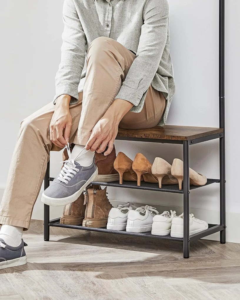 Előszobafal TAYLOR cipős szekrénnyel 180x64 cm, rusztikus barna