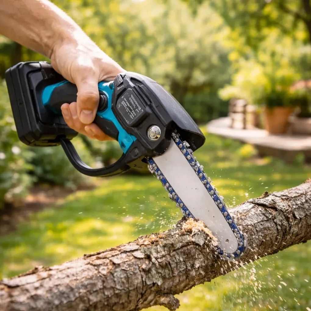 Akkus kézi 8″ mini fűrész - WORTH AIR KE24-286 + 2x akku 21 V + tartozékok + láda