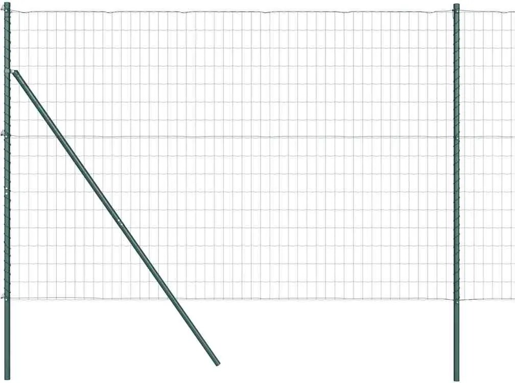 vidaXL Kerítés oszlopokkal Zöld 1,5 x 10 m Acél és PVC