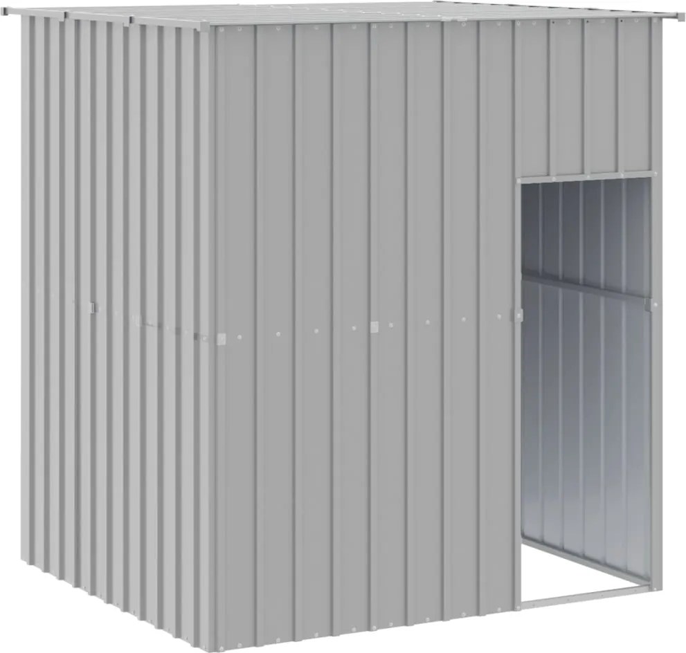 vidaXL világosszürke horganyzott acél tetős kutyakennel 165x153x181 cm