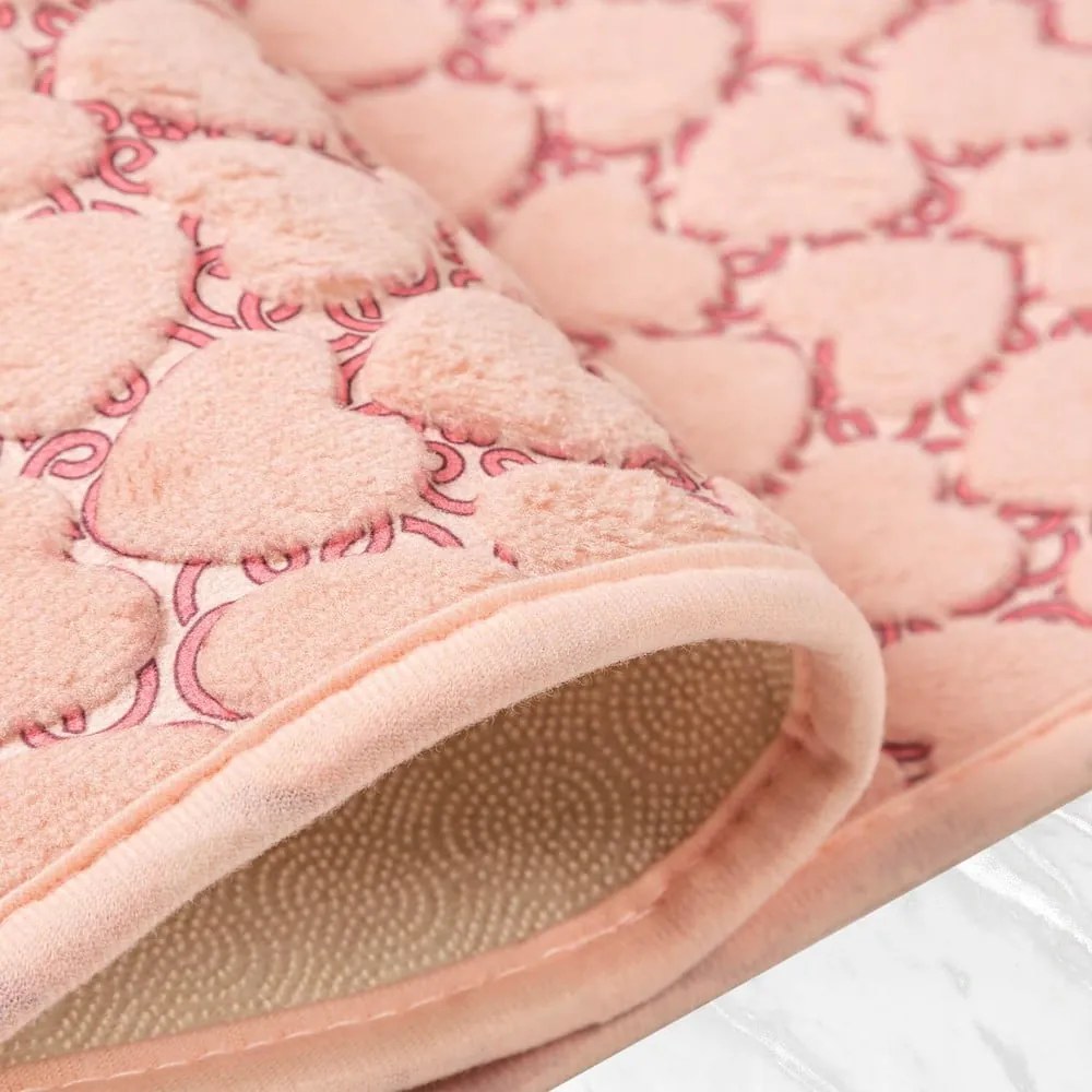 Rózsaszín fürdőszobai kilépő szett 2 db-os 60x100 cm Heart – Mila Home