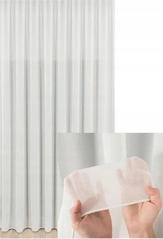 Függöny Könnyű Krém Szalon Finom Függöny Hullám Szalaggal 350x170