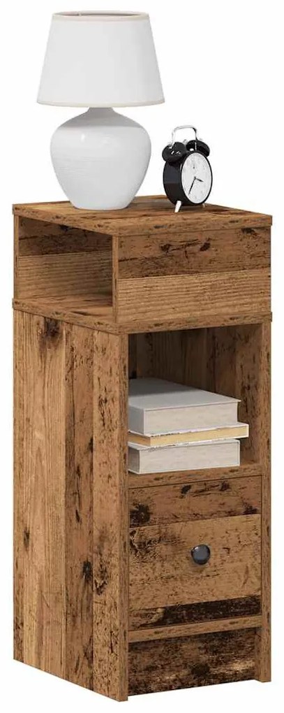 2 db antik fa színű éjjeliszekrény fiókkal 25x31x66 cm