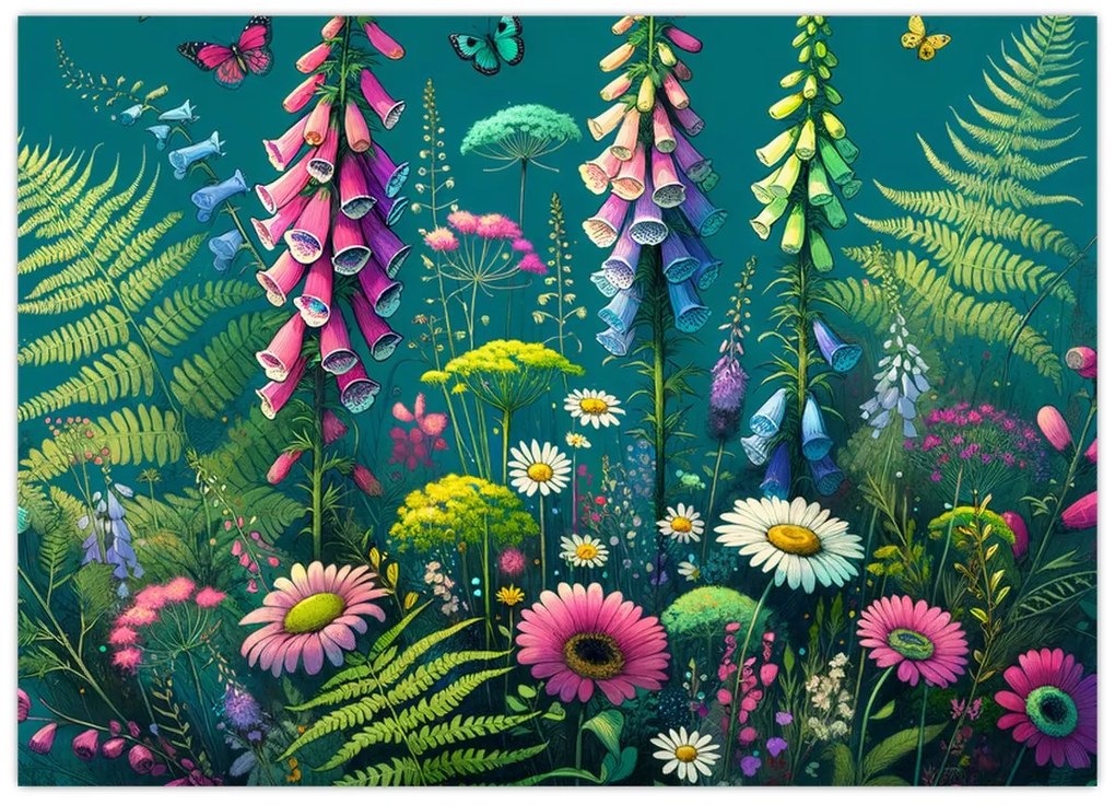 Üveg kép - Mezei virágok (70x50 cm)