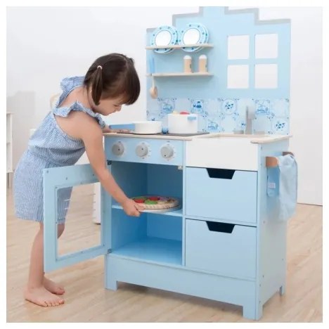 New Classic Toys - Fa konyha kiegészítőkkel kék