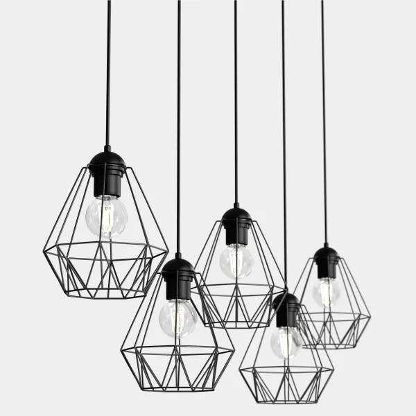 Csillár zsinóron BERGEN 5xE27/60W/230V fekete