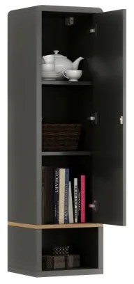 FRED nyitott polcos szekrény antracit/dub artisan kivitelben