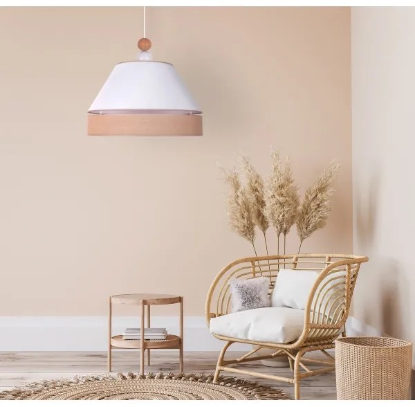 Duolla - Csillár zsinóron AVIGNON 1xE27/15W/230V á. 50 cm fehér/barna