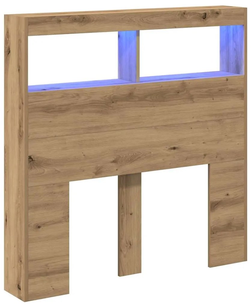kézműves tölgy áthidalószekrény LED-ekkel 100 x 17 x 102 cm
