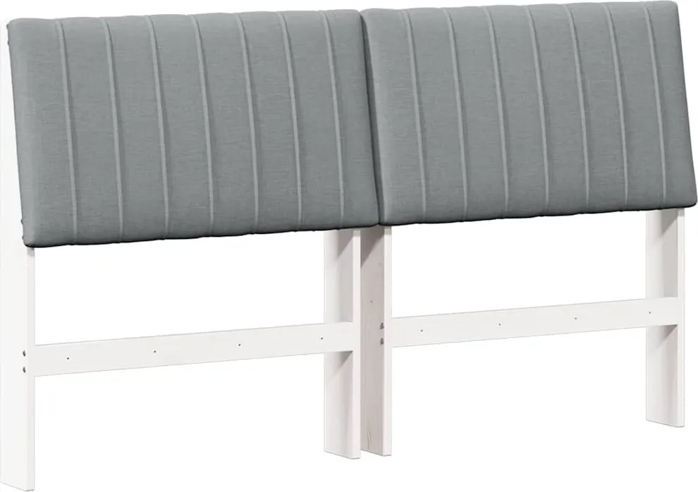 vidaXL Kárpitozott fejtámla Világosszürke 150 cm Tömör fenyőfa