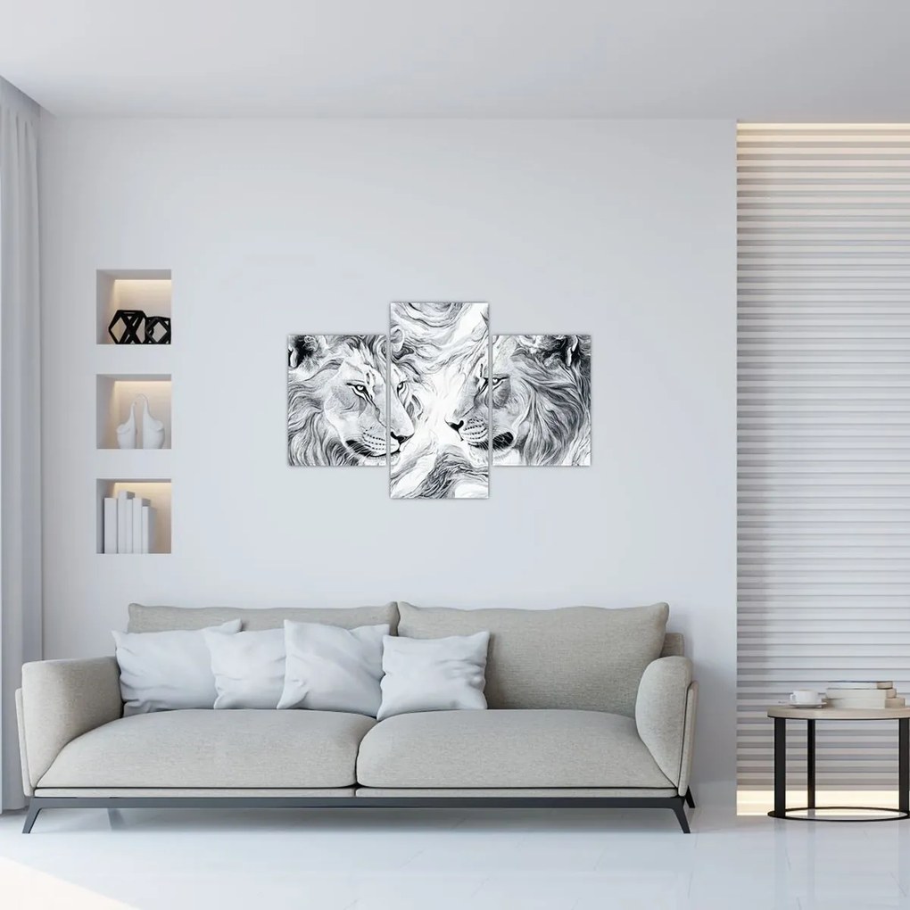 Kép - Rajzolt oroszlánfejek (90x60 cm)
