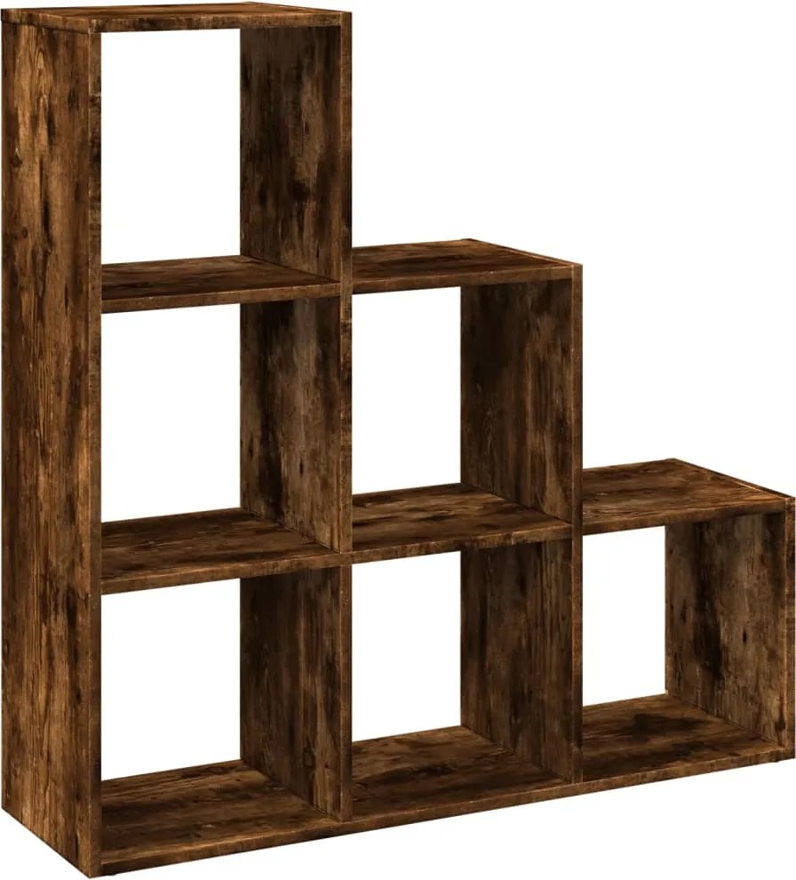 vidaXL 3 szintes füstös tölgy fa elválasztó könyvespolc 99x29x99 cm