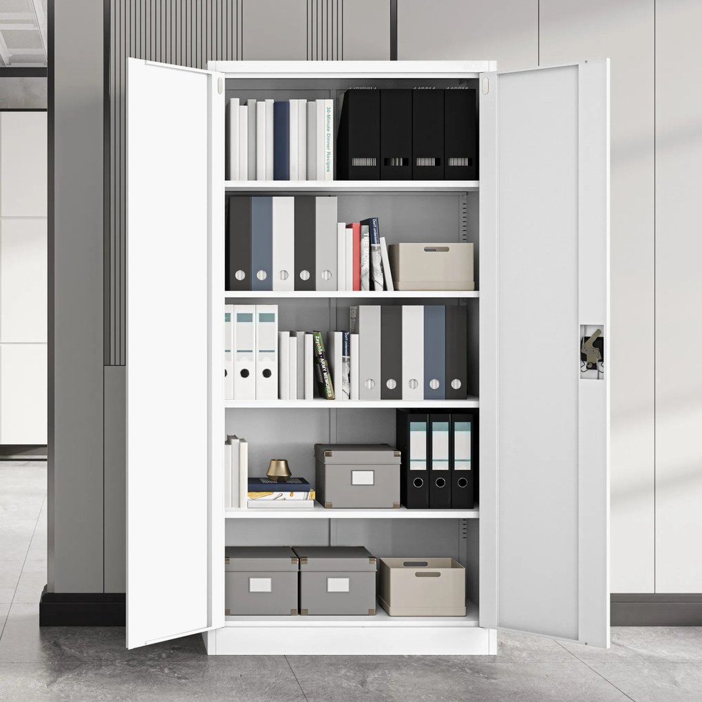 Fém iratszekrény JAN, 900 x 1850 x 400 mm, fehér