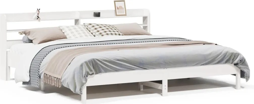 vidaXL fehér tömör fenyőfa ágy matrac nélkül 200 x 200 cm