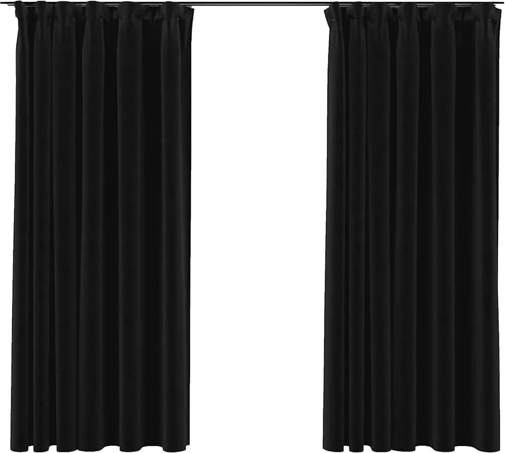 vidaXL 2 db antracit vászonhatású sötétítőfüggöny kampókkal 140 x 175 cm