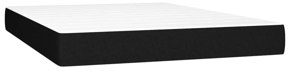 fekete szövet rugós és LED-es ágy matraccal 140x190 cm