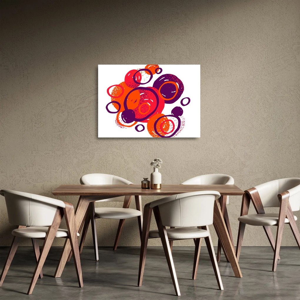 Kép - Motívum körökkel meleg színekben (üvegen) (70x50 cm)