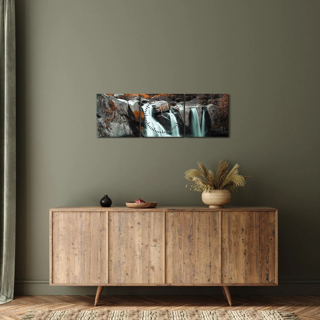 Kép - Vízesések (órával) (90x30 cm)