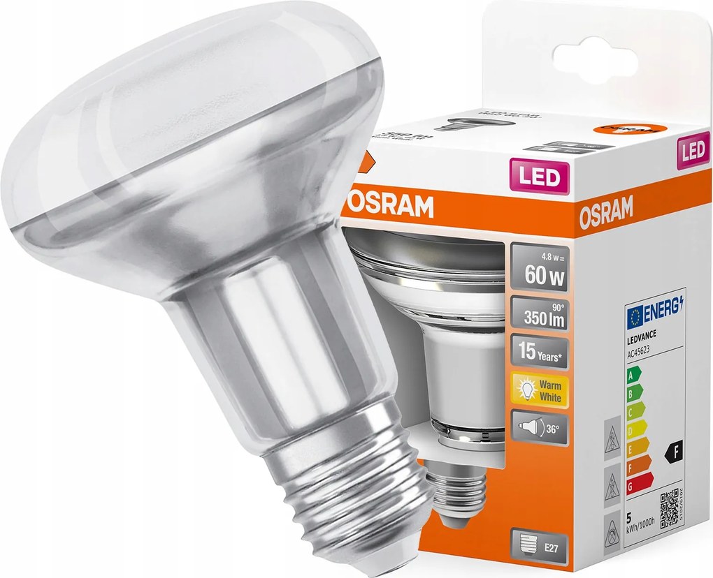 Led izzó E27 R80 4,3W 60W 350lm 2700K Meleg 36° Osram Star