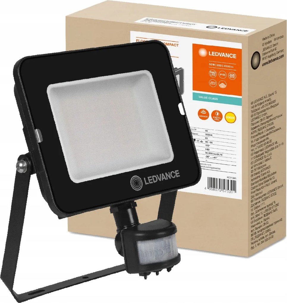 Led Halogén fényvető Mozgásérzékelő 50W 3000K IP65 Floodlight Ledvance