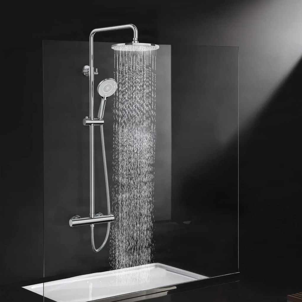 Termosztátos zuhanyrendszer ELITE EDITION BSE1603, 25 cm-es esőztető zuhanyfejjel, több színben, köztük króm és matt fekete kivitelben — Fekete