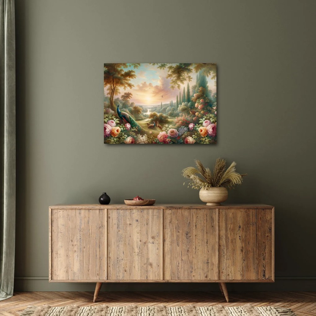 Kép - Pávák a kertben (70x50 cm)