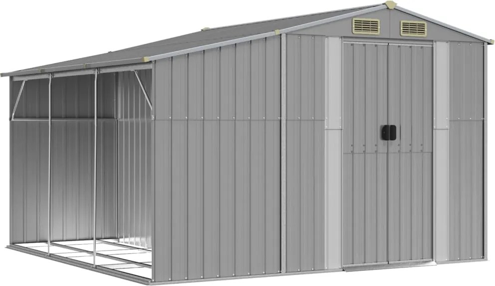 vidaXL szürke horganyzott acél kerti fészer 277 x 279 x 179 cm