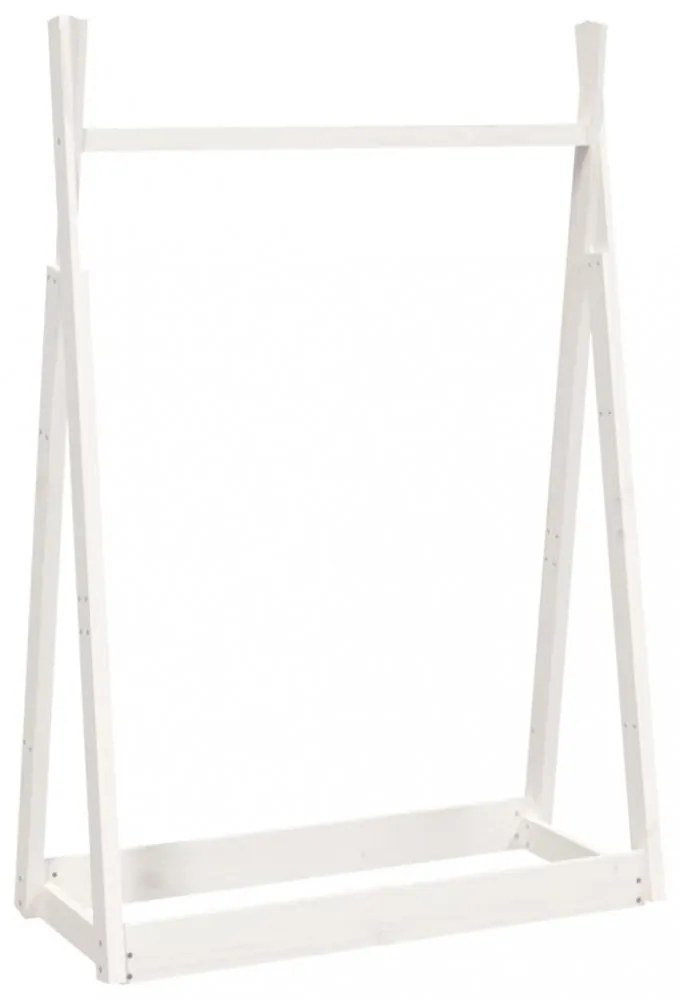 fehér tömör fenyőfa ruhatartó állvány 100 x 45 x 150 cm