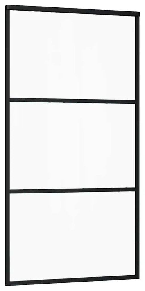 fekete ESG üveg tolóajtó fémszerelvény-szettel 102x205 cm