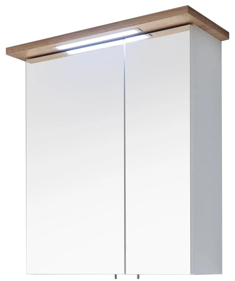 Fehér függő fürdőszoba szekrény tükörrel 60x72 cm Set 923 - Pelipal