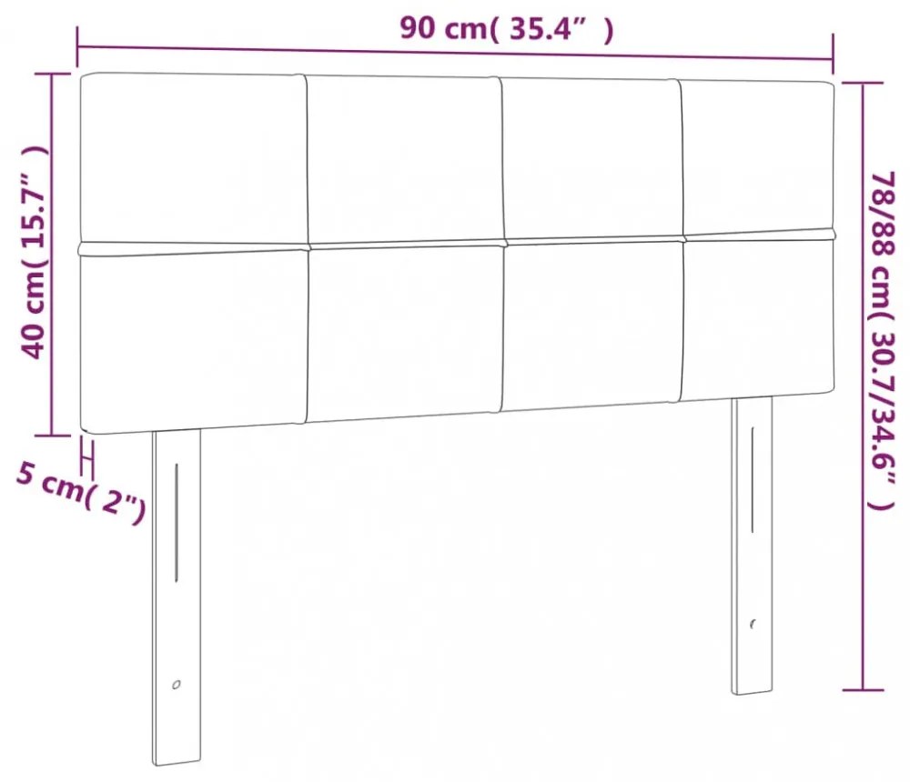 sötétszürke szövet LED-es fejtámla 90x5x78/88 cm