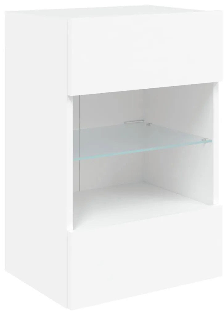 2 db fehér fali szekrények LED világítással TV-hez 40x30x60,5 cm