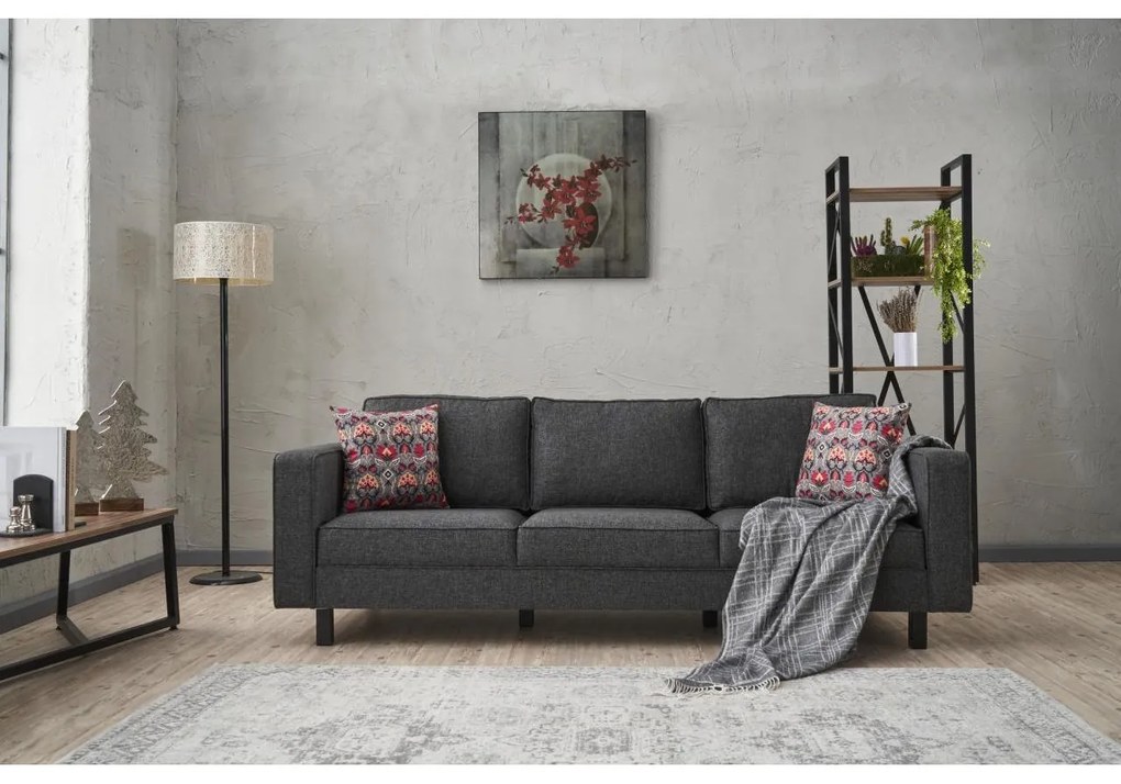 3 személyes kanapé Kale Linen - Antracit