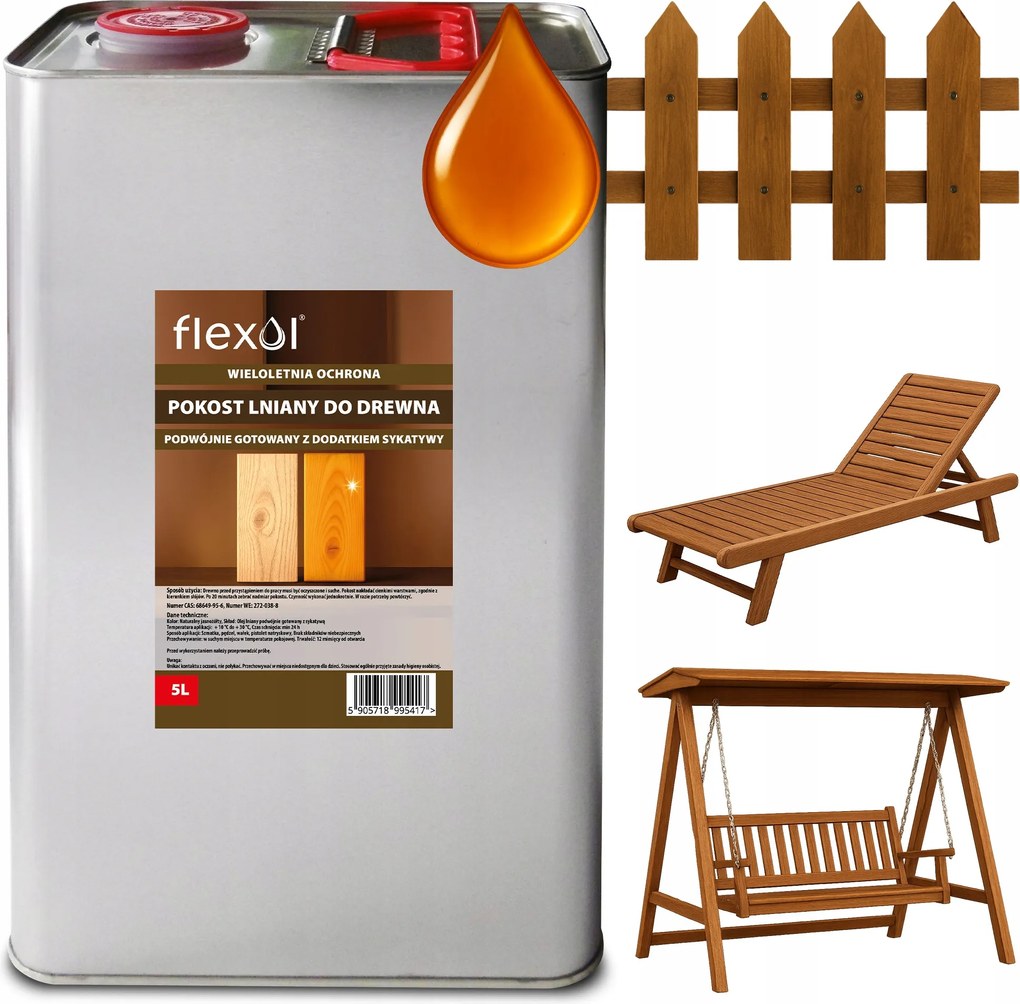 Lenvászon Impregnálószer Faolaj Gyorsan Száradó 5L Flexol