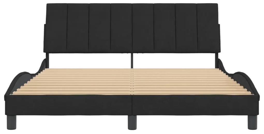 fekete bársony ágykeret matrac nélkül Hanko 160 x 200 cm