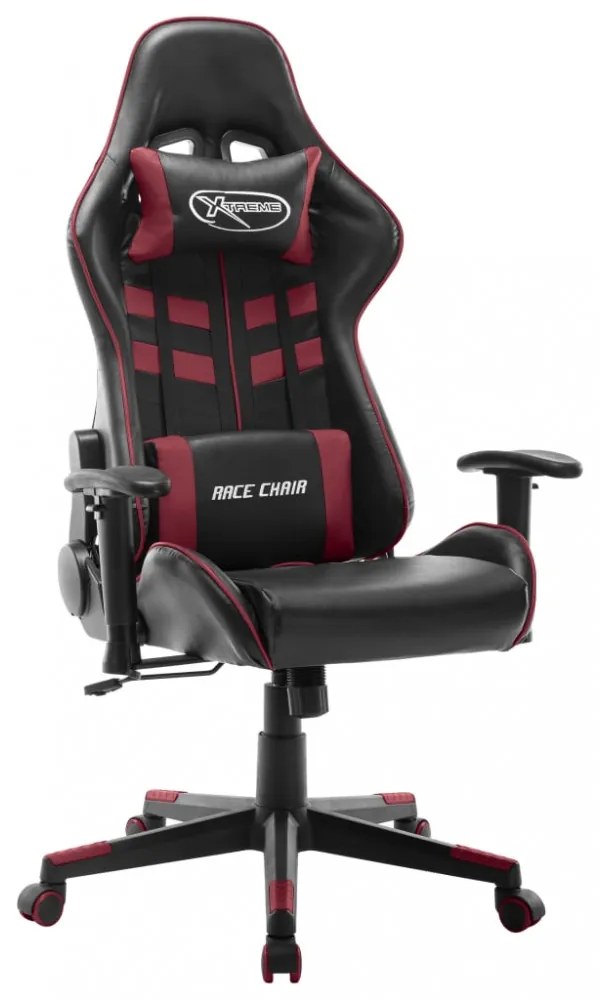fekete és bordó műbőr gamer szék