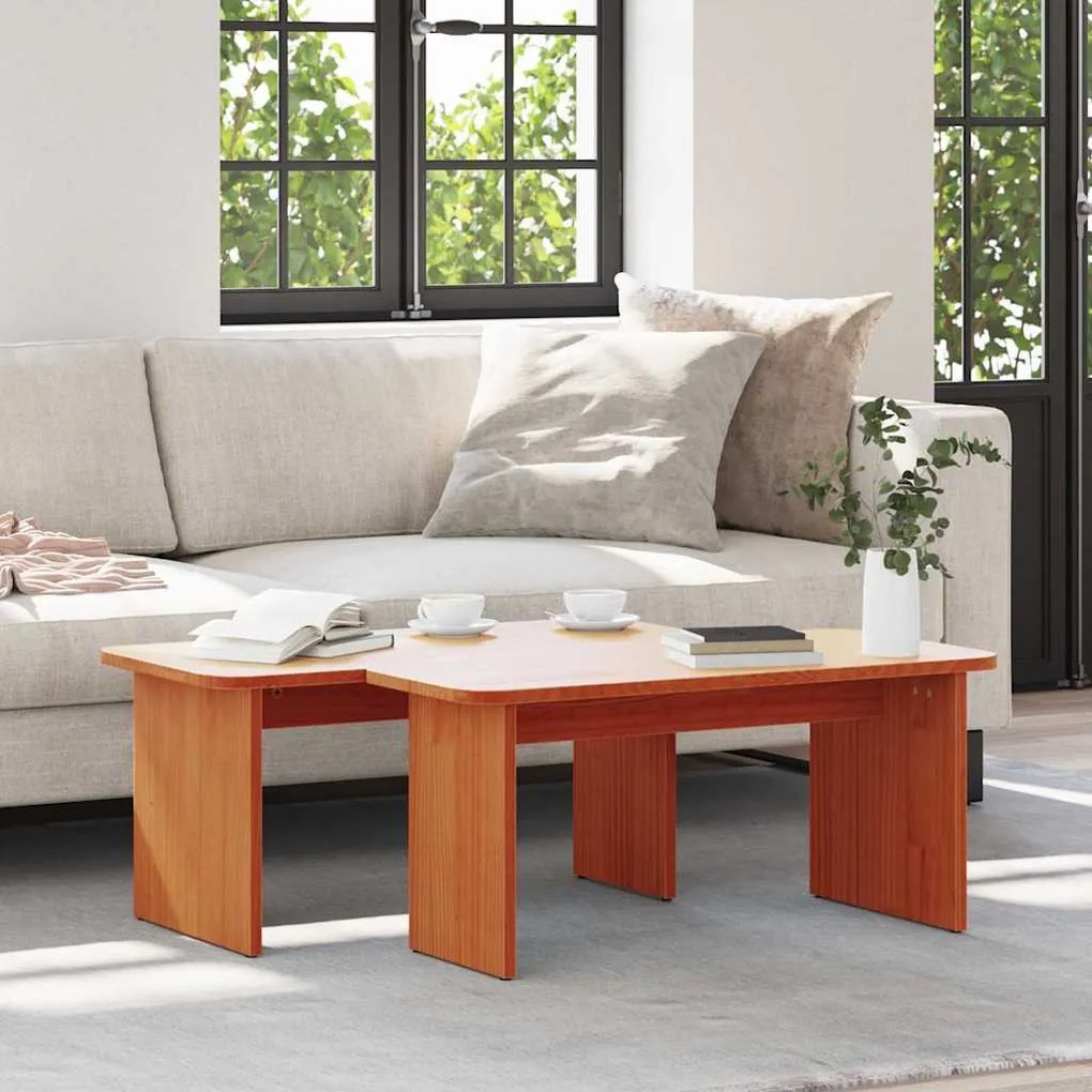 Dohányzóasztal 2 pcs Viaszbarna 100 x 69 x 35.5 cm