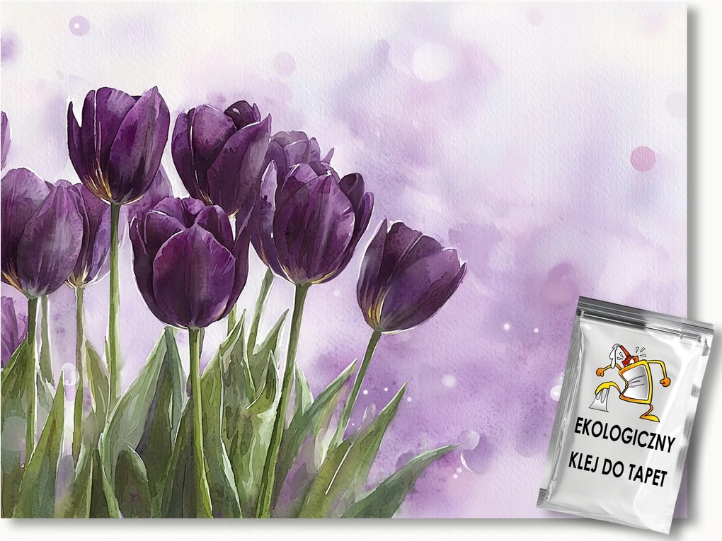 Fotótapéta Flizelina Akvarell Virágok Lila Tulipánok 416x254 ragasztó
