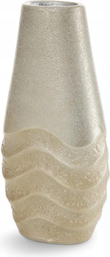 Dekorációs váza 13X7X26 bézs hullámos minta Eurofirany