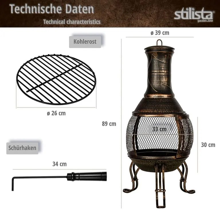 STILISTA Terasz kandalló 89 cm bronz