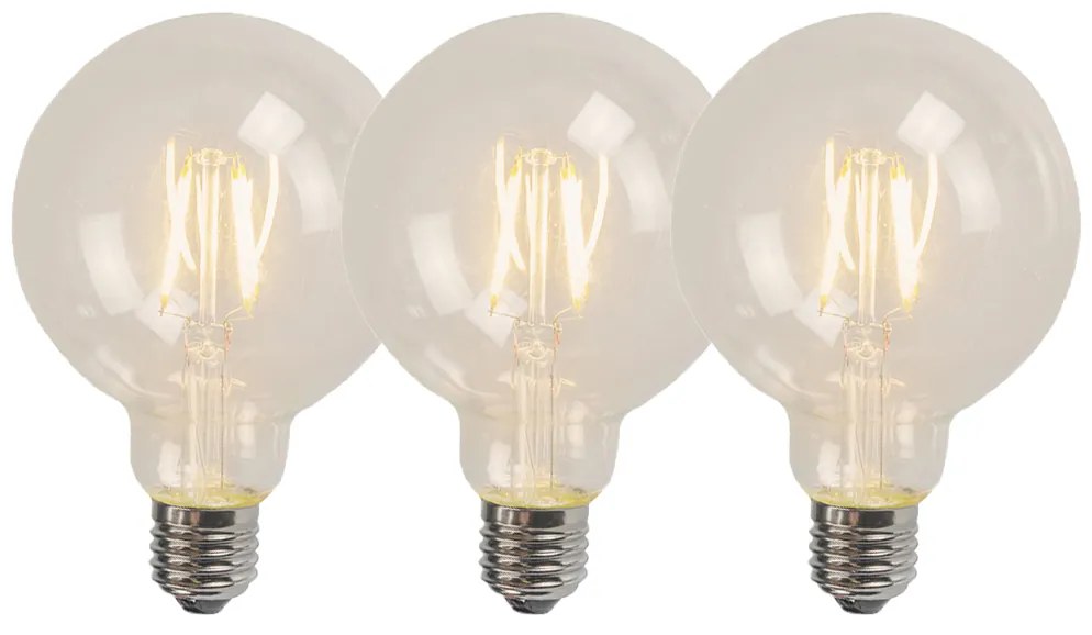3 db-os készlet E27 LED izzószál G95 4W 320lm 2700K