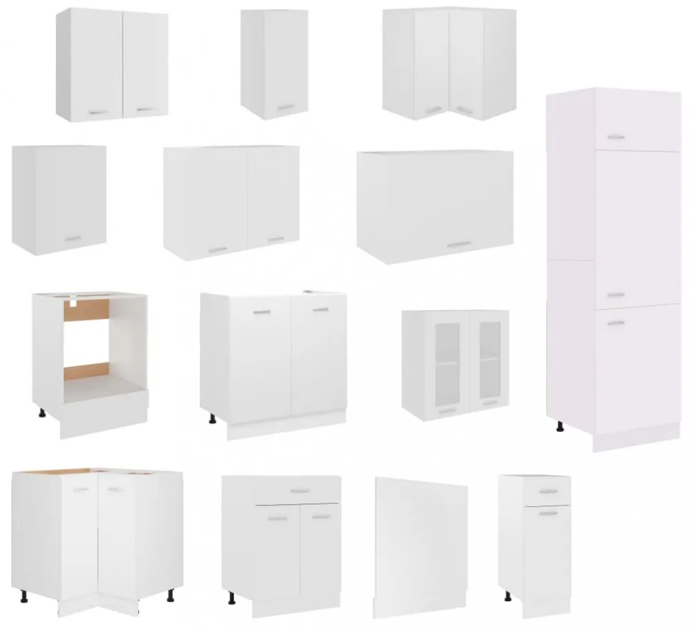 Lyon 14 részes fehér forgácslap konyhai szekrénygarnitúra