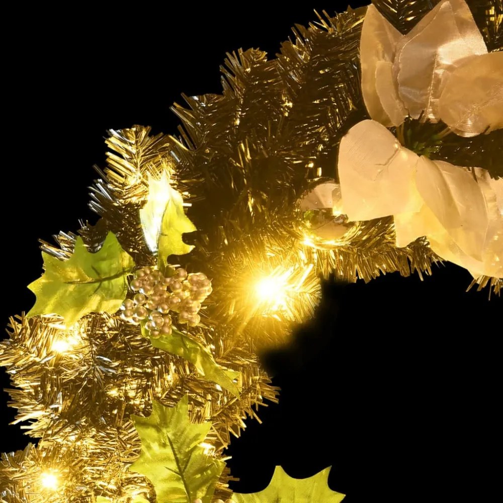 fekete PVC karácsonyi koszorú LED-ekkel 60 cm