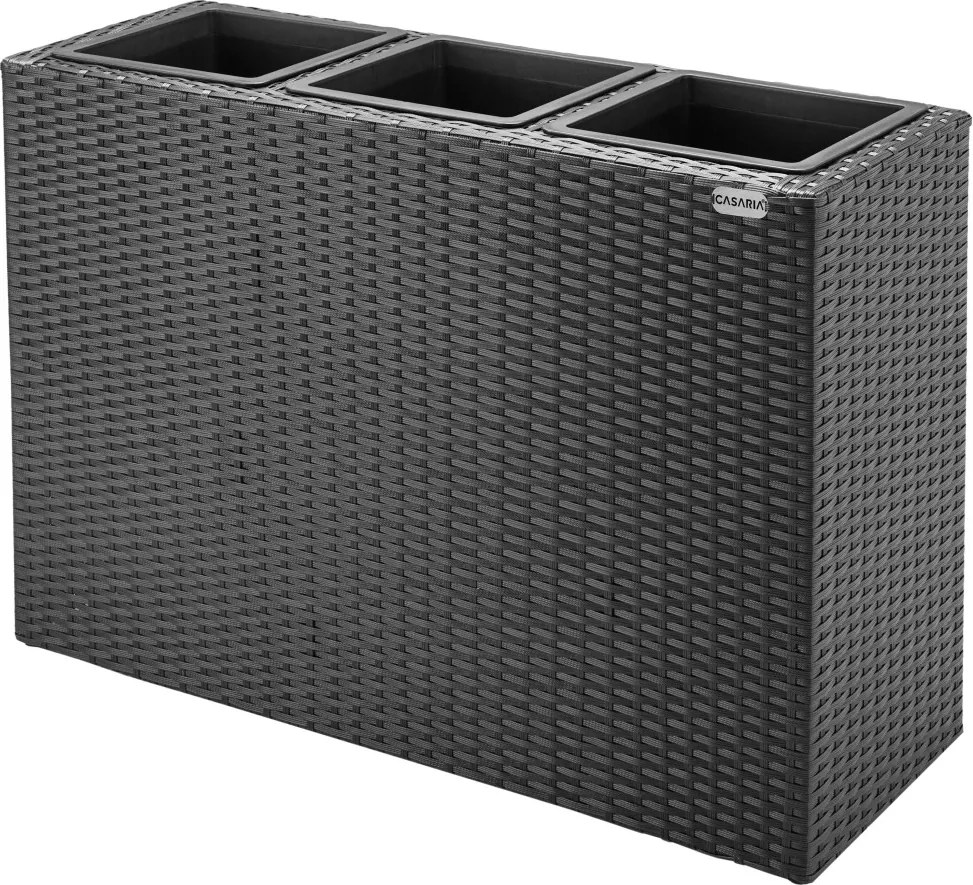 Virágtartó, polyrattan, fekete, 83 x 30