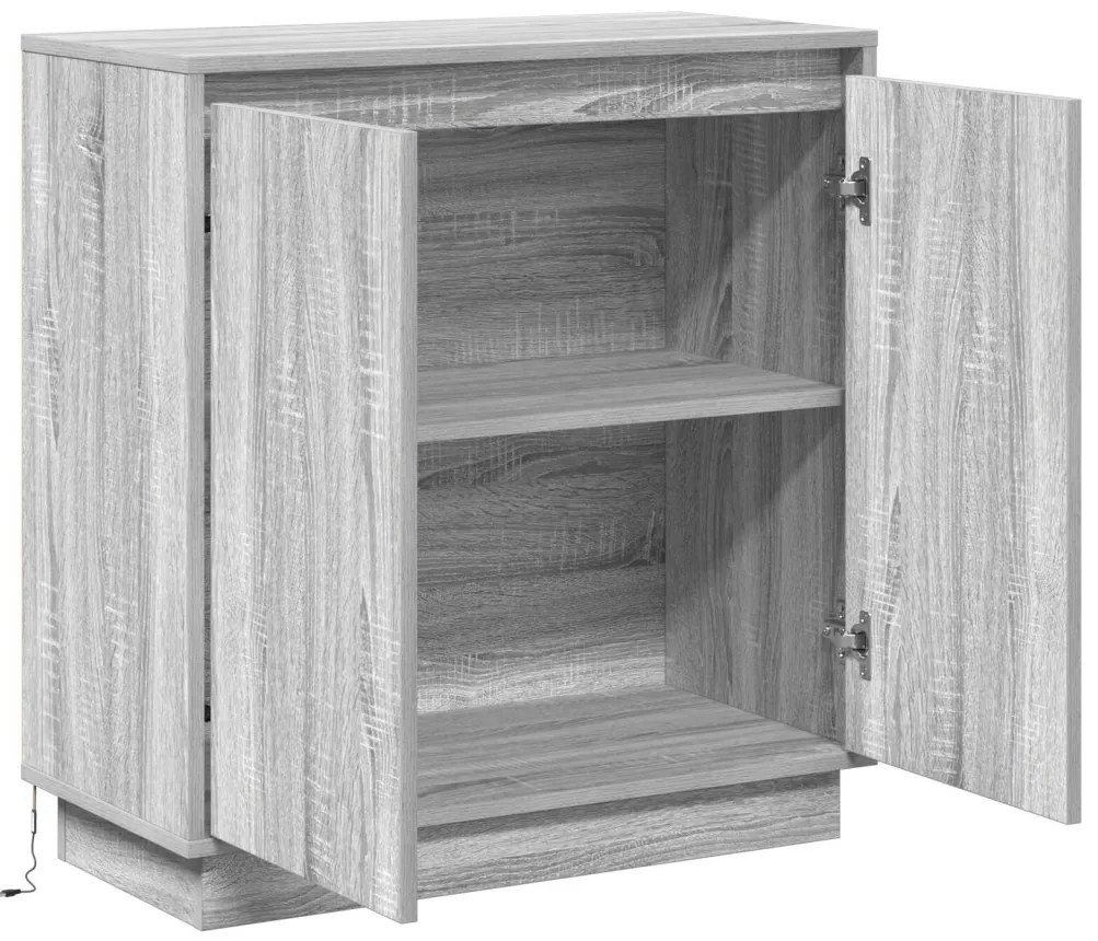 LED-es szekrény, szürke sonoma, 71x34,5x75 cm, műszaki fa