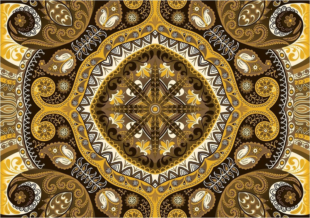 Fotótapéta Mandala Paisley Etnikai dísz meleg színek 200x140 +ragasztó